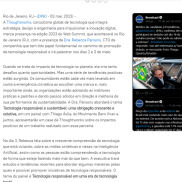 TECNOLOGIA RESPONSÁVEL É PAUTA NO WEB SUMMIT 2023 – Agência Estado