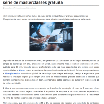 Alura e Thoughtworks oferecem conteúdos avançados para profissionais de tecnologia em série de masterclasses gratuita – Ousados Moda