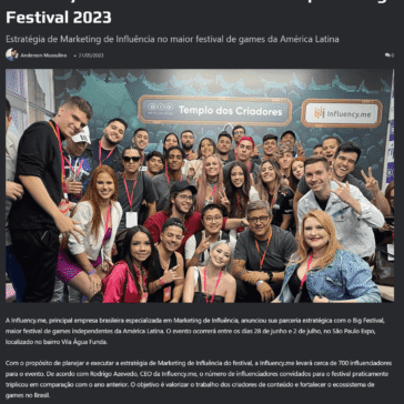 Influency.me leva 700 influenciadores para o Big Festival 2023 – Última Ficha