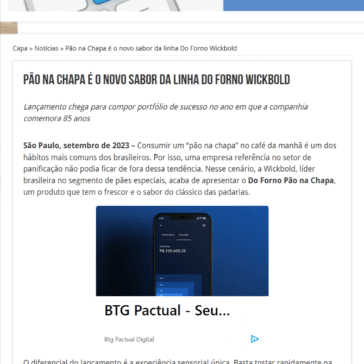Pão na Chapa é o novo sabor da linha Do Forno Wickbold – 2A + Alimentos