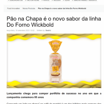 Pão na Chapa é o novo sabor da linha Do Forno Wickbold – Food Innovation