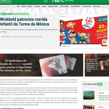 Wickbold patrocina corrida infantil da Turma da Mônica – ABC do ABC