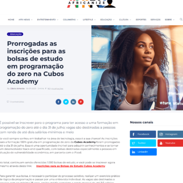 Prorrogadas as inscrições para as bolsas de estudo em programação do zero na Cubos Academy – Afracanize