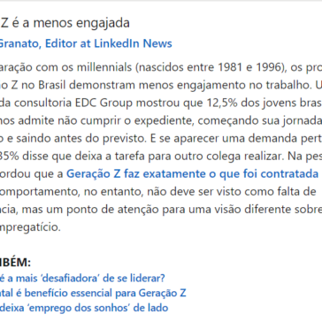Geração Z é a menos engajada – LinkedIn