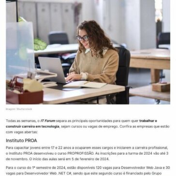 4 oportunidades para quem está começando a carreira em tecnologia – It Forum