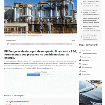 BP Bunge brilha no panorama energético do ranking Época Negócios 360º – Click Petróleo e Gás