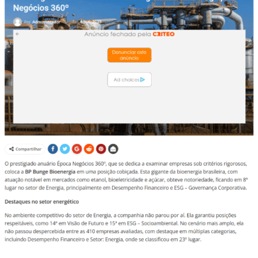BP Bunge brilha no panorama energético do ranking Época Negócios 360º – Litoral Hoje