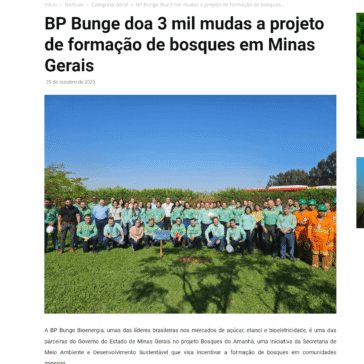 BP Bunge doa 3 mil mudas a projeto de formação de bosques em Minas Gerais – Sucesso no Campo