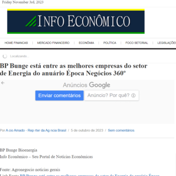BP Bunge está entre as melhores empresas do setor de Energia do anuário Época Negócios 360º – Info Econômico