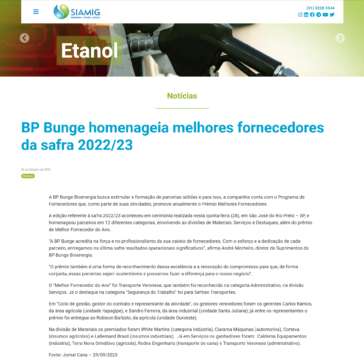 BP Bunge homenageia melhores fornecedores da safra 2022/23 – Portal Siamig