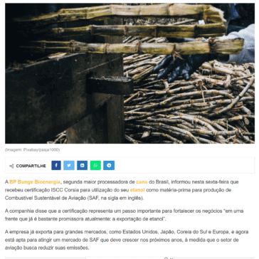 BP Bunge recebe aval para fornecer etanol à produção de combustível de aviação SAF – Dinheirama