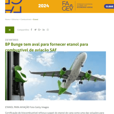 BP Bunge tem aval para fornecer etanol para combustível de aviação SAF – Brasil Agro – Online