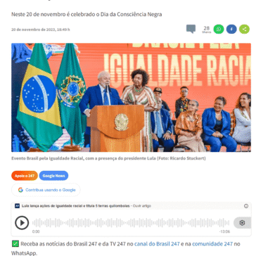 Lula lança ações de igualdade racial e titula 5 terras quilombolas – Brasil 247
