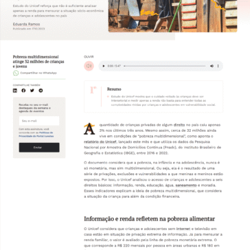 Pobreza multidimensional atinge 32 milhões de crianças e jovens – Lunetas