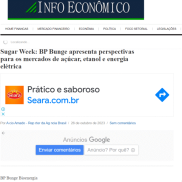 Sugar Week: BP Bunge apresenta perspectivas para os mercados de açúcar, etanol e energia elétrica – Info Econômico