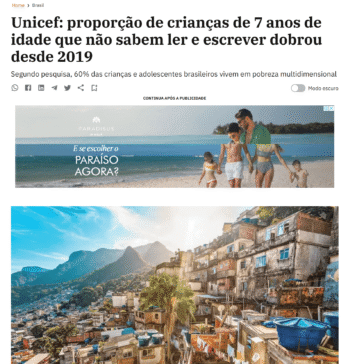 Unicef: proporção de crianças de 7 anos de idade que não sabem ler e escrever dobrou desde 2019 – Exame