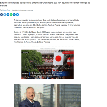 Em sinal de retomada na consolidação de ISPs, Alares fecha acordo para compra da Webby Internet – Infomoney