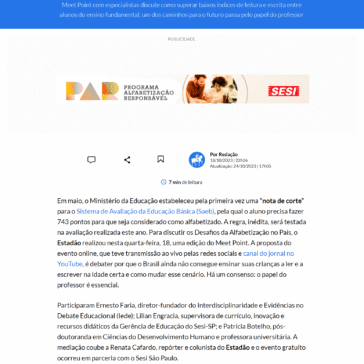 ‘Estadão’ debate: quando o País conseguirá deixar a alfabetização ao alcance de todos? – O Estado de S. Paulo
