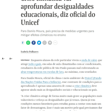 Crise climática vai aprofundar desigualdades educacionais, diz oficial do Unicef – Folha de S.Paulo