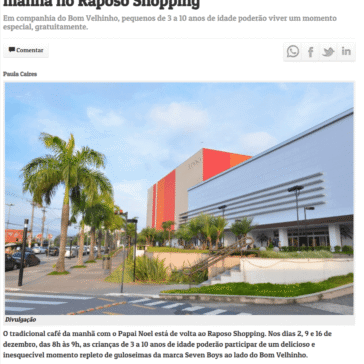 Papai Noel convida a criançada para um café da manhã no Raposo Shopping – Gazeta da Semana