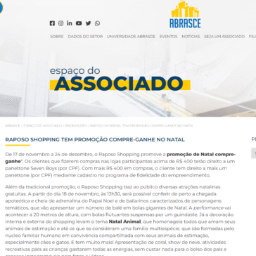 Raposo Shopping tem promoção compre-ganhe no Natal – Abrasce