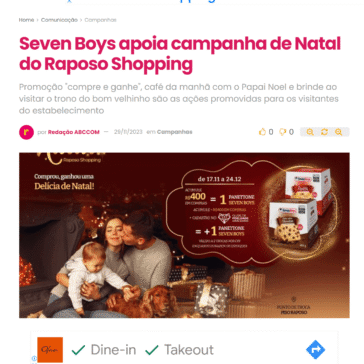 Seven Boys apoia campanha de Natal do Raposo Shopping – Abc da Comunicação