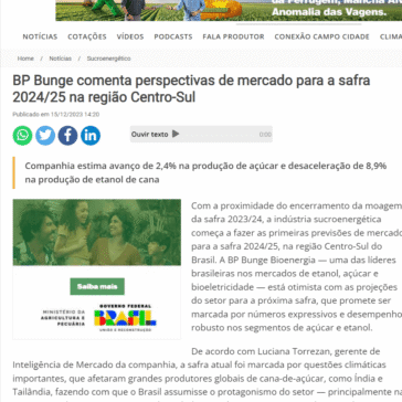 BP Bunge comenta perspectivas de mercado para a safra 2024/25 na região Centro-Sul – Notícias Agrícolas | Notícias