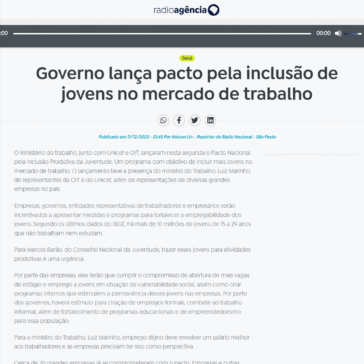 Governo lança pacto pela inclusão de jovens no mercado de trabalho – Agência Brasil