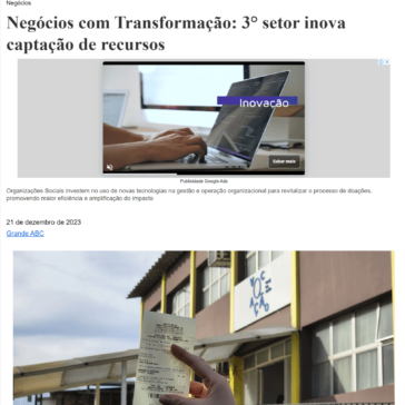 Negócios com Transformação: 3° setor inova captação de recursos – Jornal Grande ABC