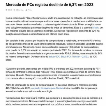 Mercado de PCs registra declínio de 6,3% em 2023 – Revista Empreende