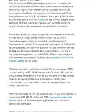 Mercado de PCs registra declínio de 6,3% em 2023 – Agência Estado