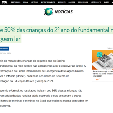 Mais de 50% das crianças do 2º ano do fundamental não conseguem ler – UOL