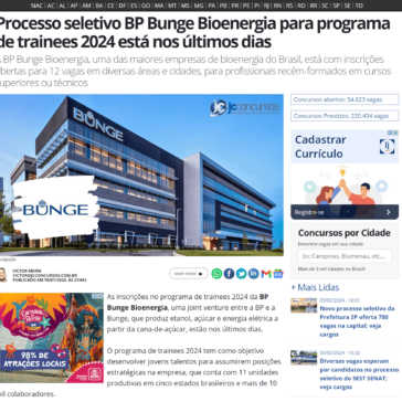 Processo seletivo BP Bunge Bioenergia para programa de trainees 2024 está nos últimos dias – JC Concursos – Online