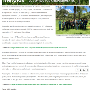 BP Bunge investe em ações para atração de mulheres – Jornal da Cana – Online | Destaques