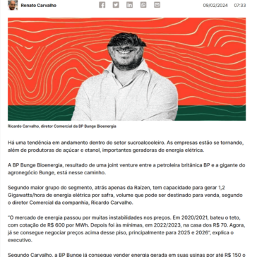 No ritmo de R$ 2 bi ao ano, BP Bunge investe na geração de energia e vê retomada do etanol – AGFeed