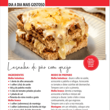 Lasanha de pão com queijo – Revista Ana Maria – SP