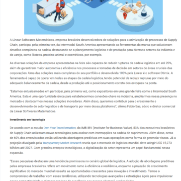Linear participa da Intermodal com soluções capazes de reduzir rupturas da cadeia logística em até 20% – LogWeb