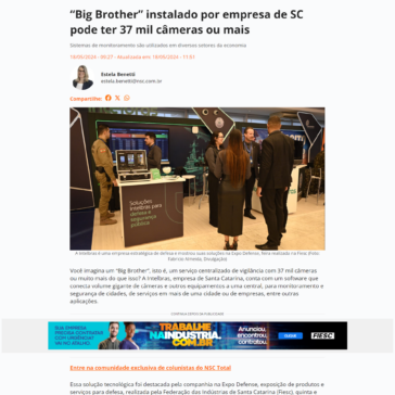 “Big Brother” instalado por empresa de SC pode ter 37 mil câmeras ou mais