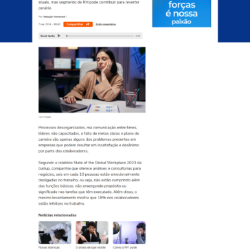 60% dos colaboradores estão emocionalmente desligados no trabalho