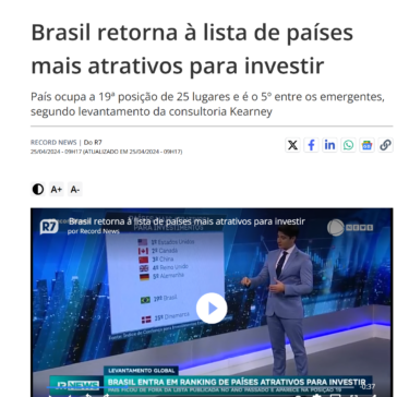 Brasil retorna à lista de países mais atrativos para investir – Record News