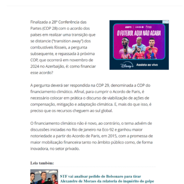 Os desafios no financiamento climático a serem enfrentados em 2024 – Valor econômico