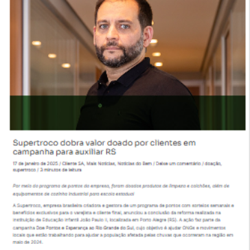 Supertroco dobra valor doado por clientes em campanha para auxiliar RS – Cliente SA