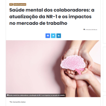 Saúde mental dos colaboradores: a atualização da NR-1 e os impactos no mercado de trabalho