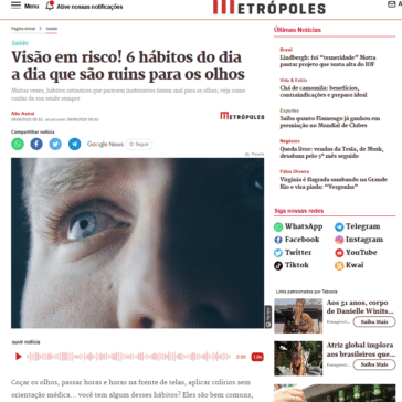 Visão em risco! 6 hábitos do dia a dia que são ruins para os olhos