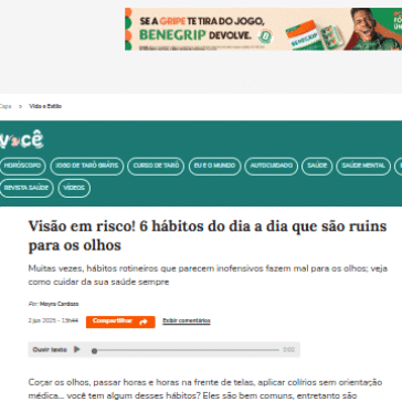 Visão em risco! 6 hábitos do dia a dia que são ruins para os olhos