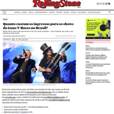 Quanto custam os ingressos para os shows do Guns N’ Roses no Brasil?