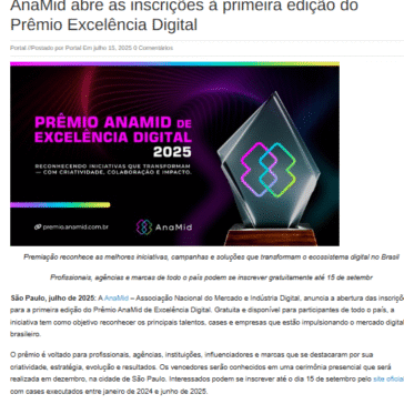 AnaMid abre as inscrições à primeira edição do Prêmio Excelência Digital