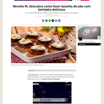 Lasanha de pão e berinjela: receita é fit e deliciosa