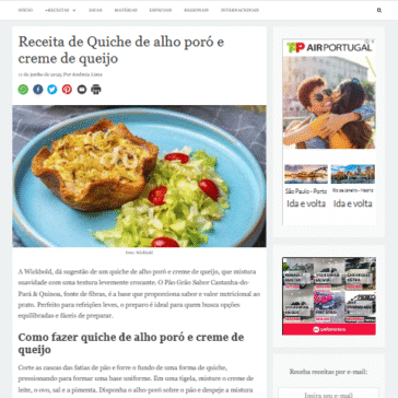 Receita de Quiche de alho poró e creme de queijo