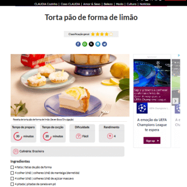 Torta pão de forma de limão